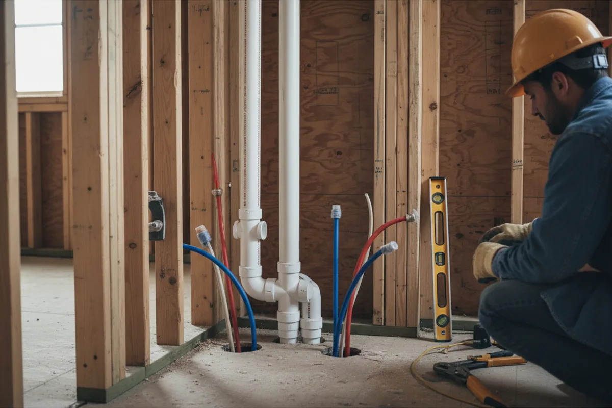 Drain and supply rough-in during Drain Cleaning in Conde