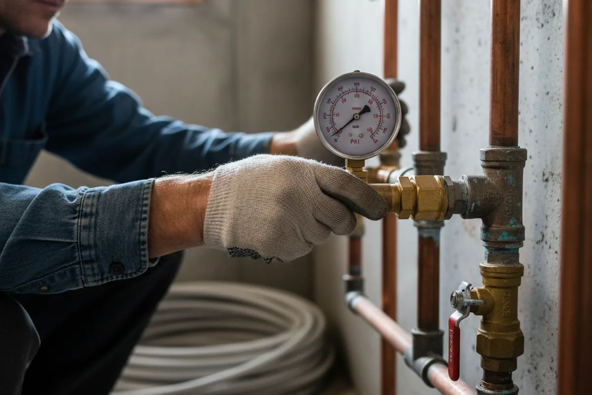 Pressure testing a repaired line during Water Line Repair in Conde